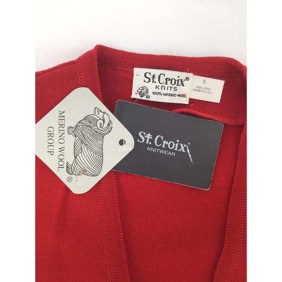 St. Croix Wool Cardigan Jacket Red Gold Buttons - Picture 9 of 12